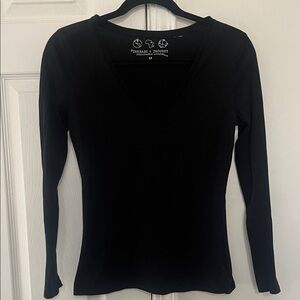 Black V-Neck Women's Top Sustainable Apparel